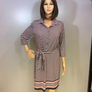 Max Studio Red and Blue Patterned Shirt Dress